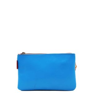 Handcrafted small crossbody bag made from 100% recycled leather in blue and green tones, featuring a reversible design, 3 compartments, and an adjustable strap, eco-friendly and stylish everyday handbag for women