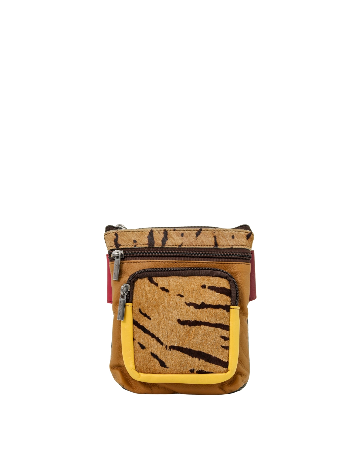 Handmade recycled leather belt bag in Yellow