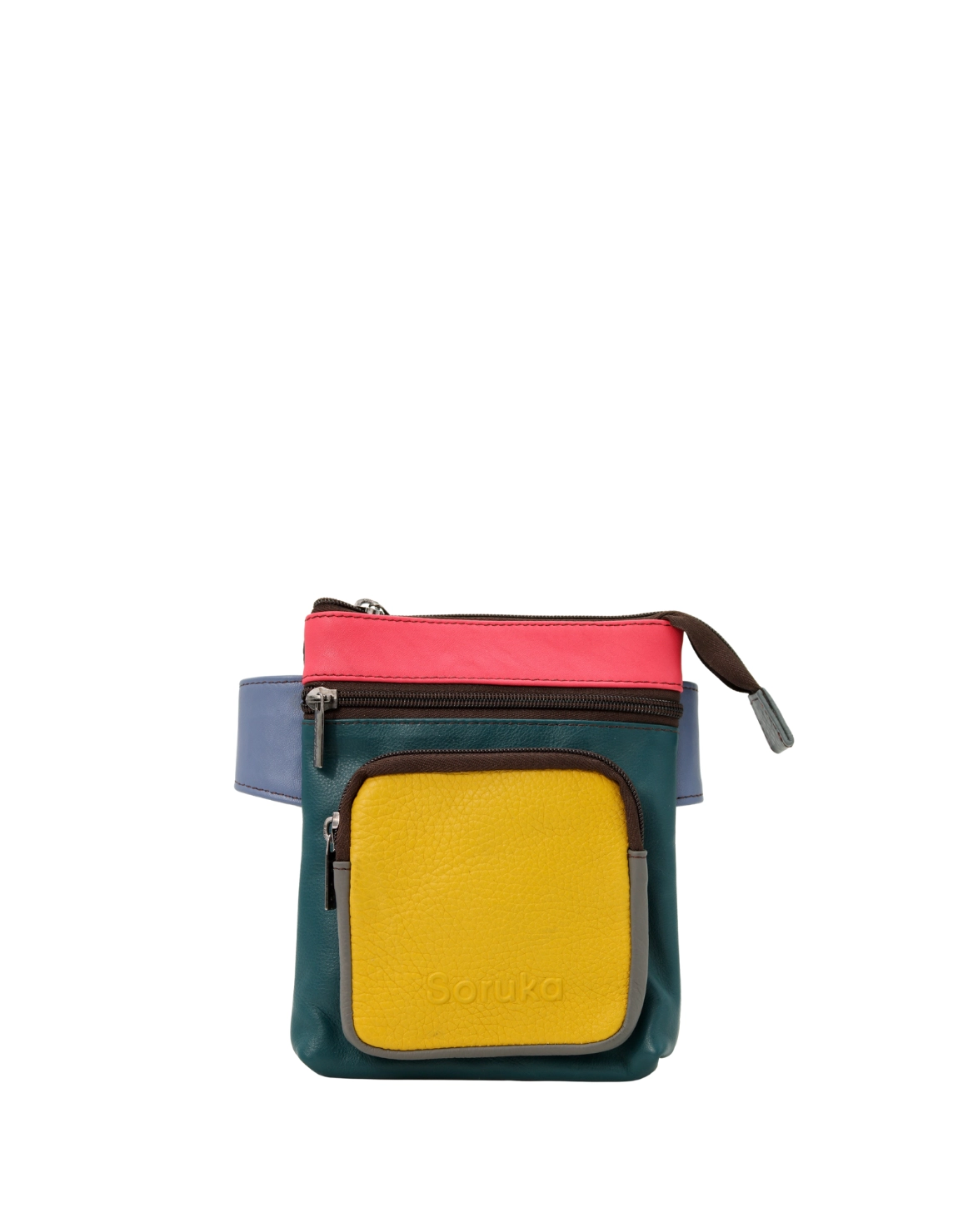 Handmade recycled leather belt bag in Pink