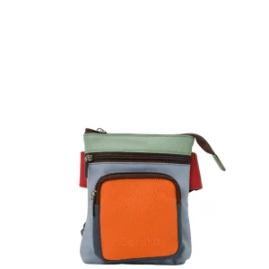 Handmade recycled leather belt bag in orange