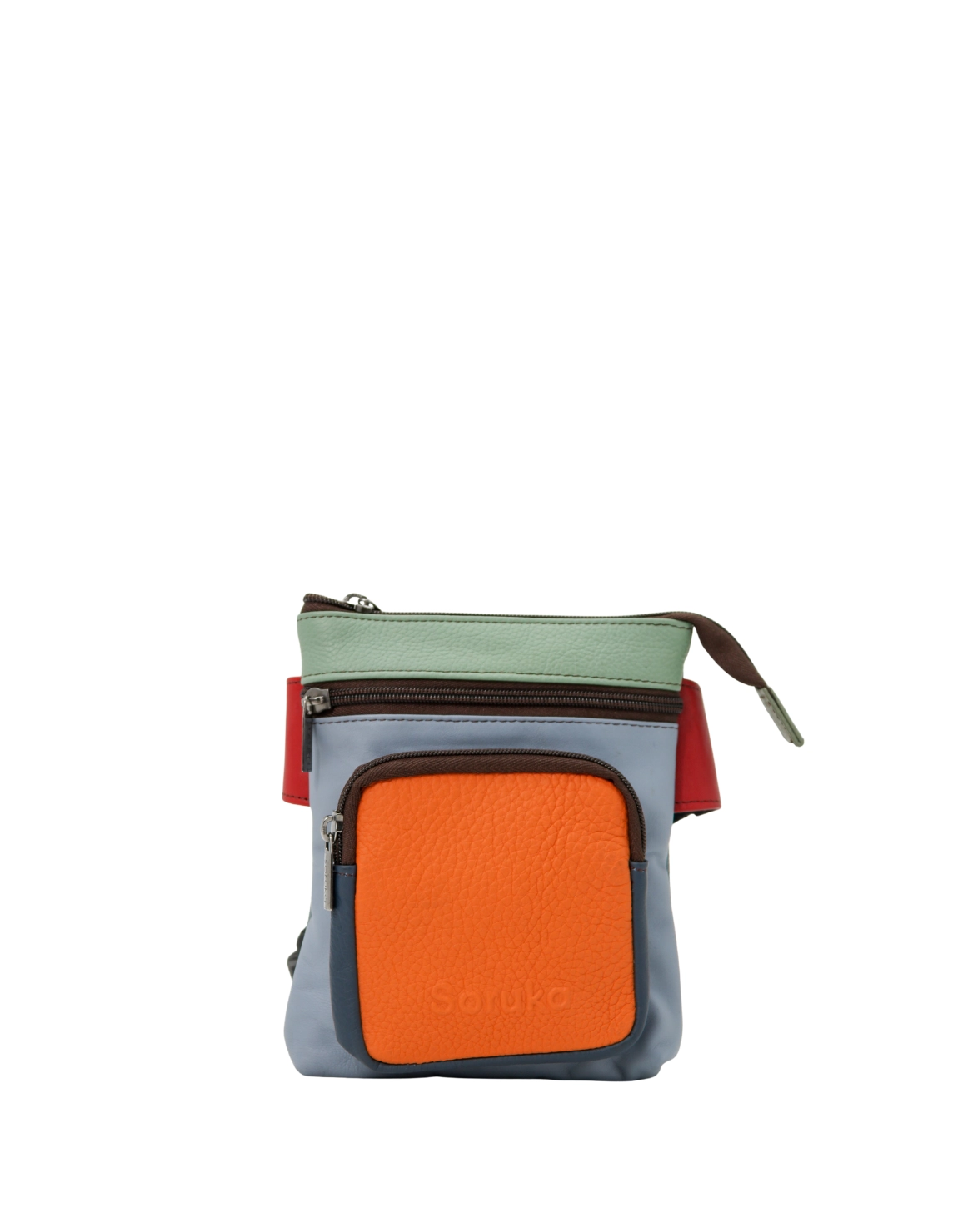 Handmade recycled leather belt bag in orange