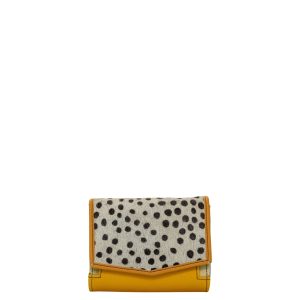 Handmade recycled leather wallet in Yellow tones with card slots