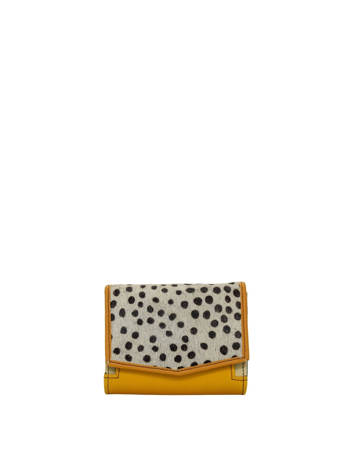 Handmade recycled leather wallet in Yellow  tones with card slots