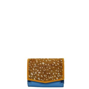 Handmade recycled leather wallet in Blue tones with card slots