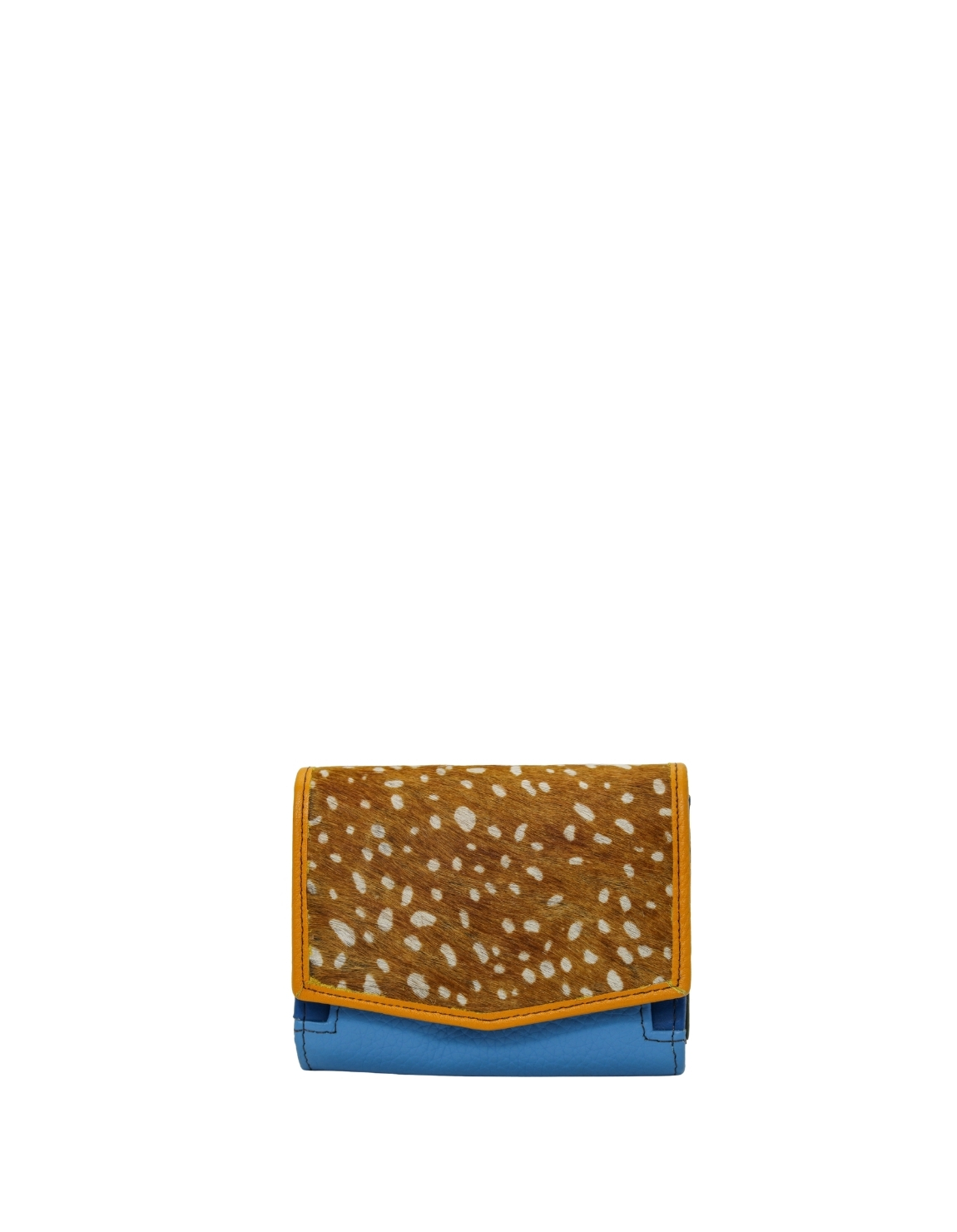 Handmade recycled leather wallet in Blue  tones with card slots