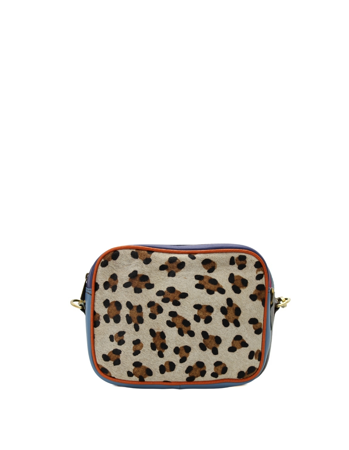Handmade recycled leather crossbody bag with animal print