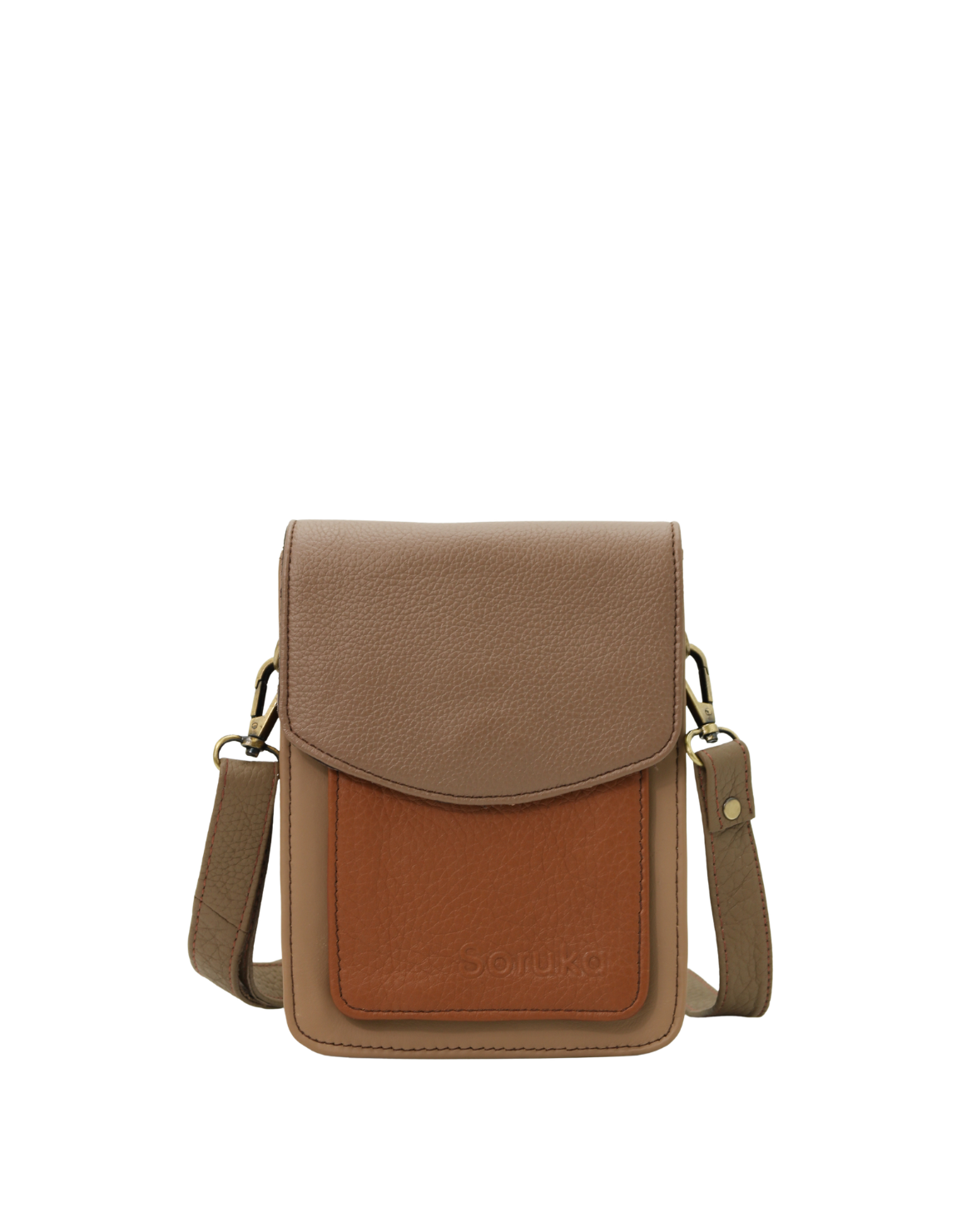 Handmade recycled leather men's crossbody bag with two compartments