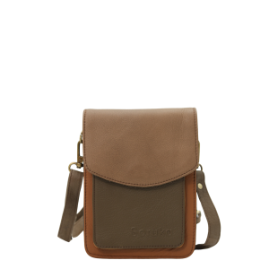 Handmade recycled leather men's crossbody bag with two compartments