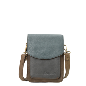 Handmade recycled leather men's crossbody bag with two compartments