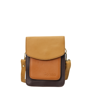Handmade recycled leather men's crossbody bag with two compartments