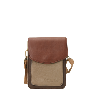 Handmade recycled leather men's crossbody bag with two compartments