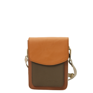 Handmade recycled leather men's crossbody bag with two compartments