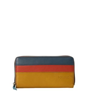 Handmade recycled leather wallet in blue