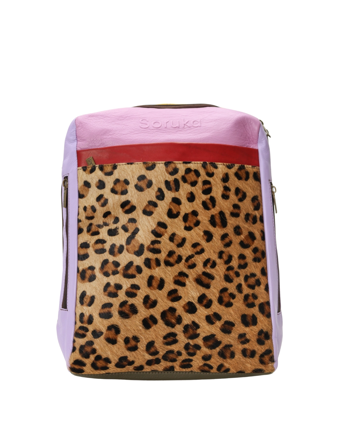 Handmade recycled leather convertible backpack in Purple