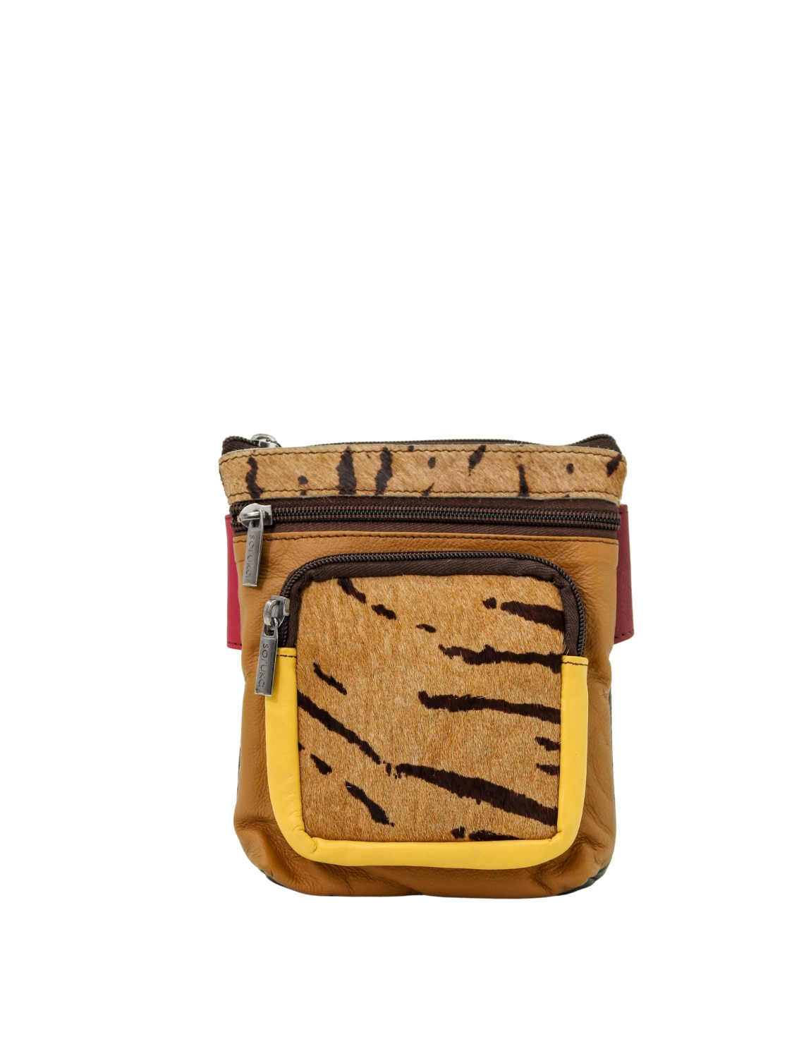 Handmade recycled leather belt bag in Yellow