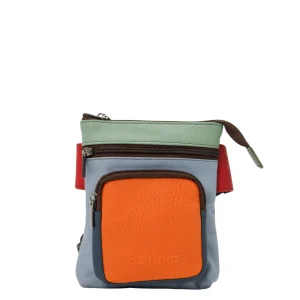 Handmade recycled leather belt bag in orange