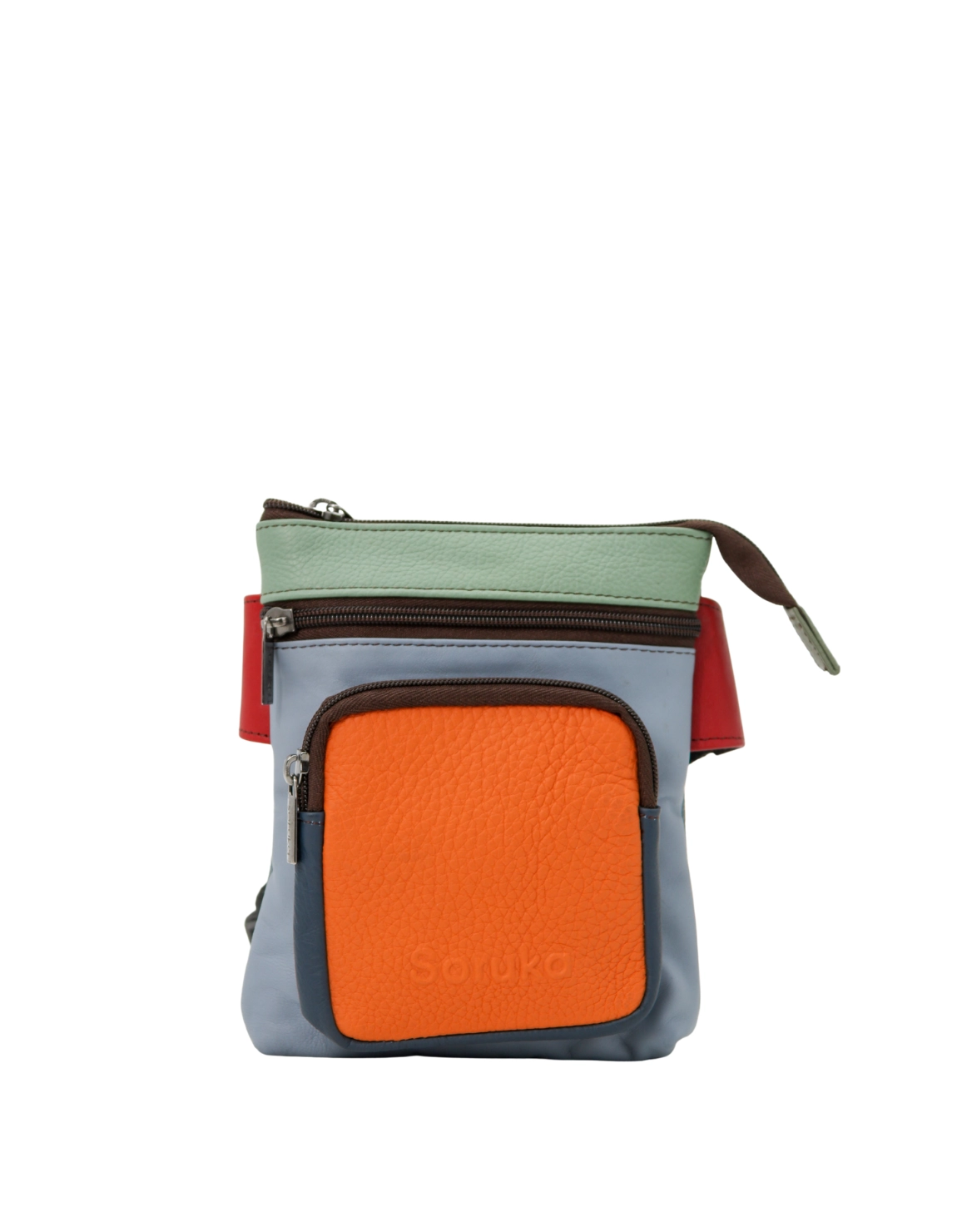 Handmade recycled leather belt bag in orange