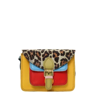 Handmade recycled leather crossbody bag in Blue