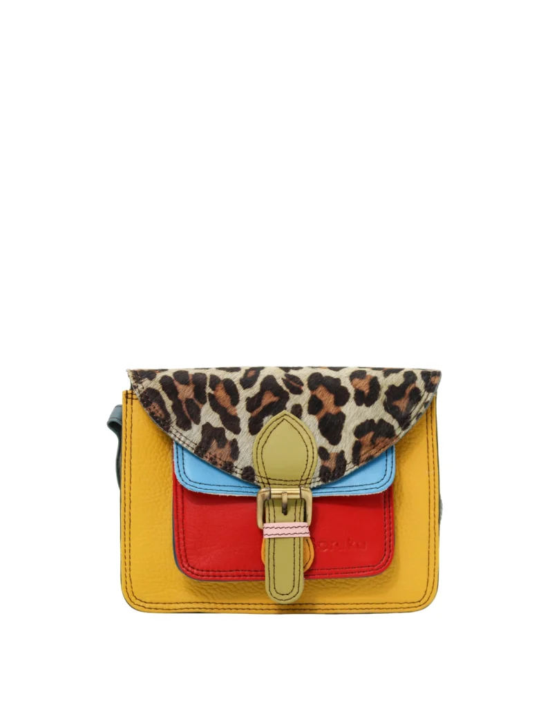 Handmade recycled leather crossbody bag in Blue