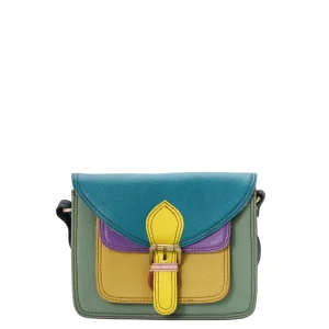 Handmade recycled leather crossbody bag in Sage Green