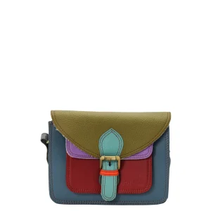 Handmade recycled leather crossbody bag in Olive Green