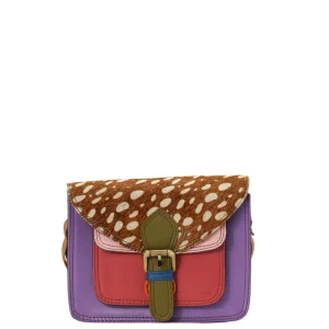Handmade recycled leather crossbody bag in Purple
