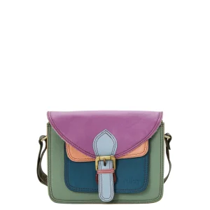 Handmade recycled leather crossbody bag in Green