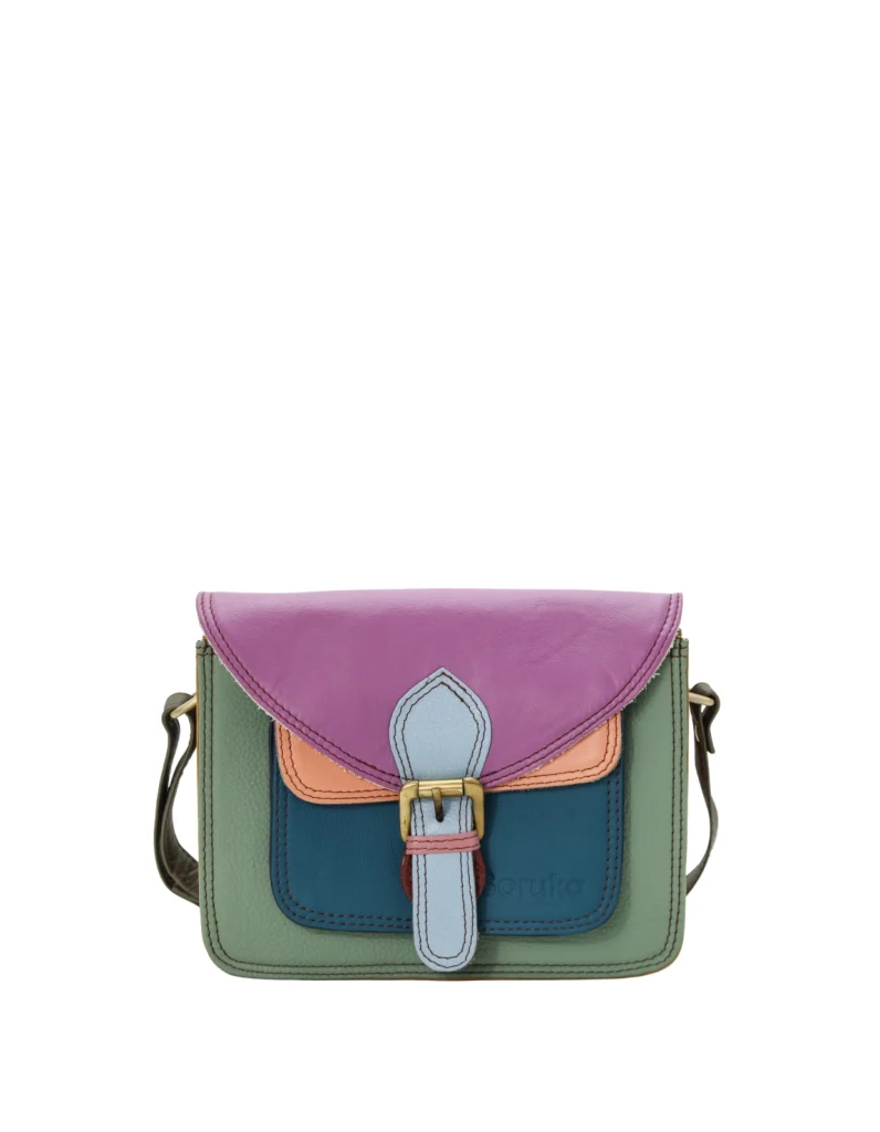Handmade recycled leather crossbody bag in Green