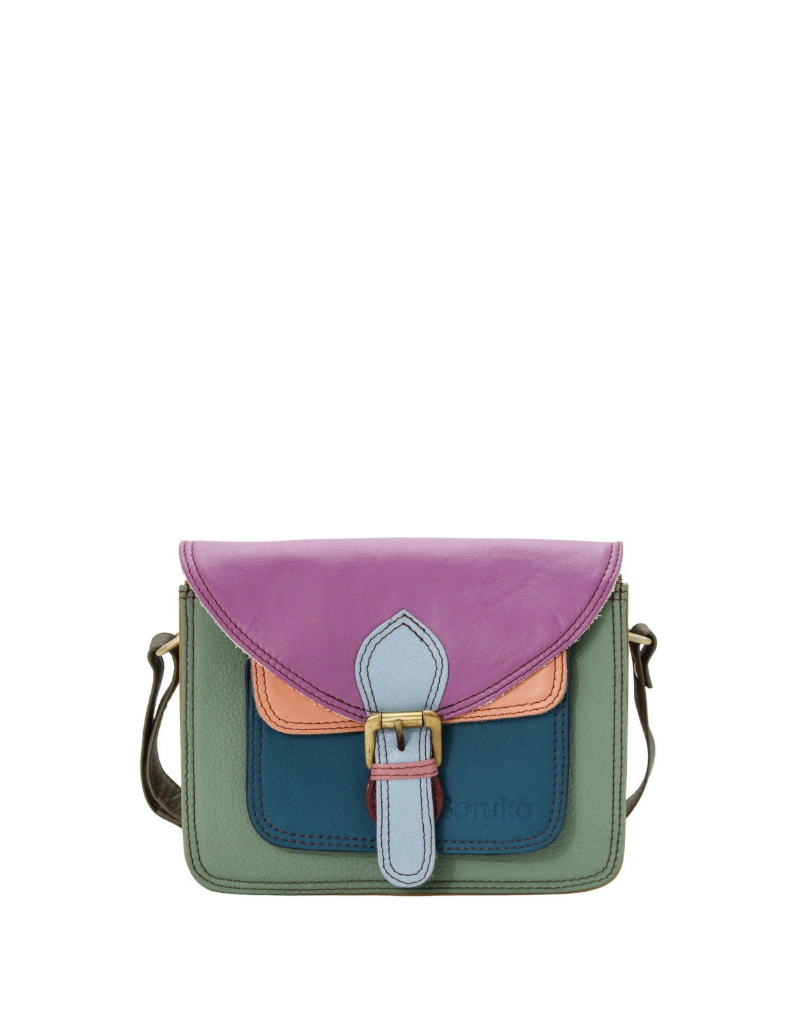 Handmade recycled leather crossbody bag in Green