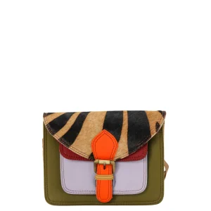 Handmade recycled leather crossbody bag in Green Olive