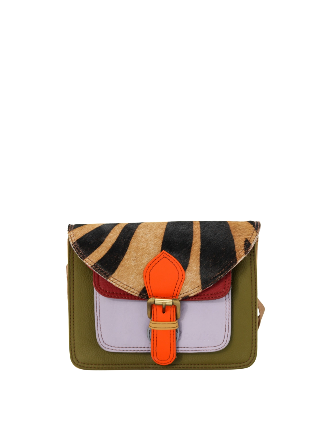 Handmade recycled leather crossbody bag in Green Olive
