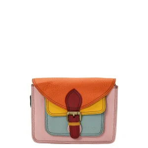 Handmade recycled leather crossbody bag in Pink