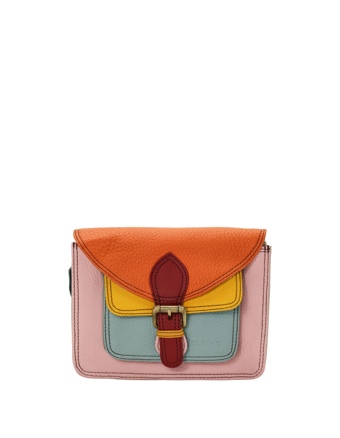 Handmade recycled leather crossbody bag in Pink