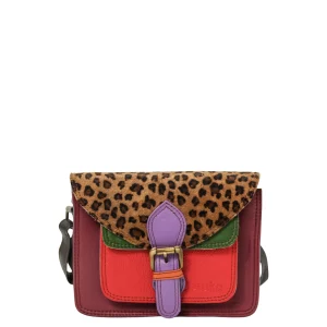 Handmade recycled leather crossbody bag in Purple