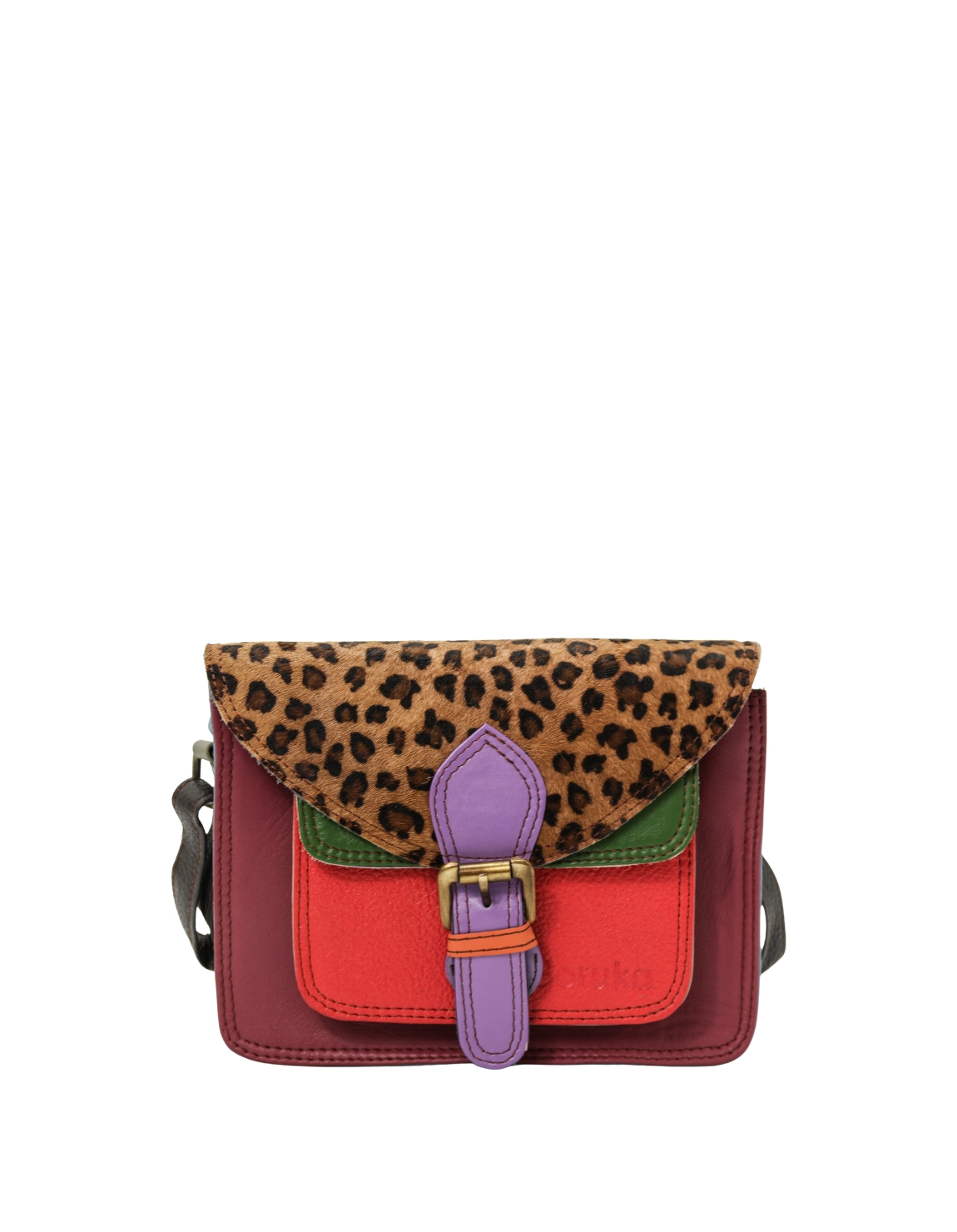Handmade recycled leather crossbody bag in Purple