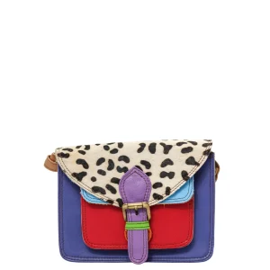 Handmade recycled leather crossbody bag in Blue