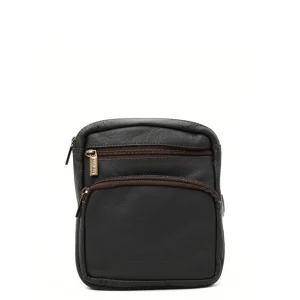 Men’s recycled leather belt bag in Dark Brown tones with animal print and adjustable waist strap