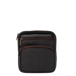 Men’s recycled leather belt bag in Dark Brown tones with animal print and adjustable waist strap