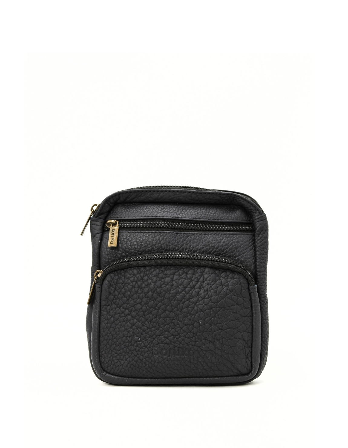 Men’s recycled leather belt bag in Black tones with animal print and adjustable waist strap