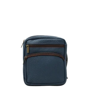 Men’s recycled leather belt bag in Blue tones with animal print and adjustable waist strap