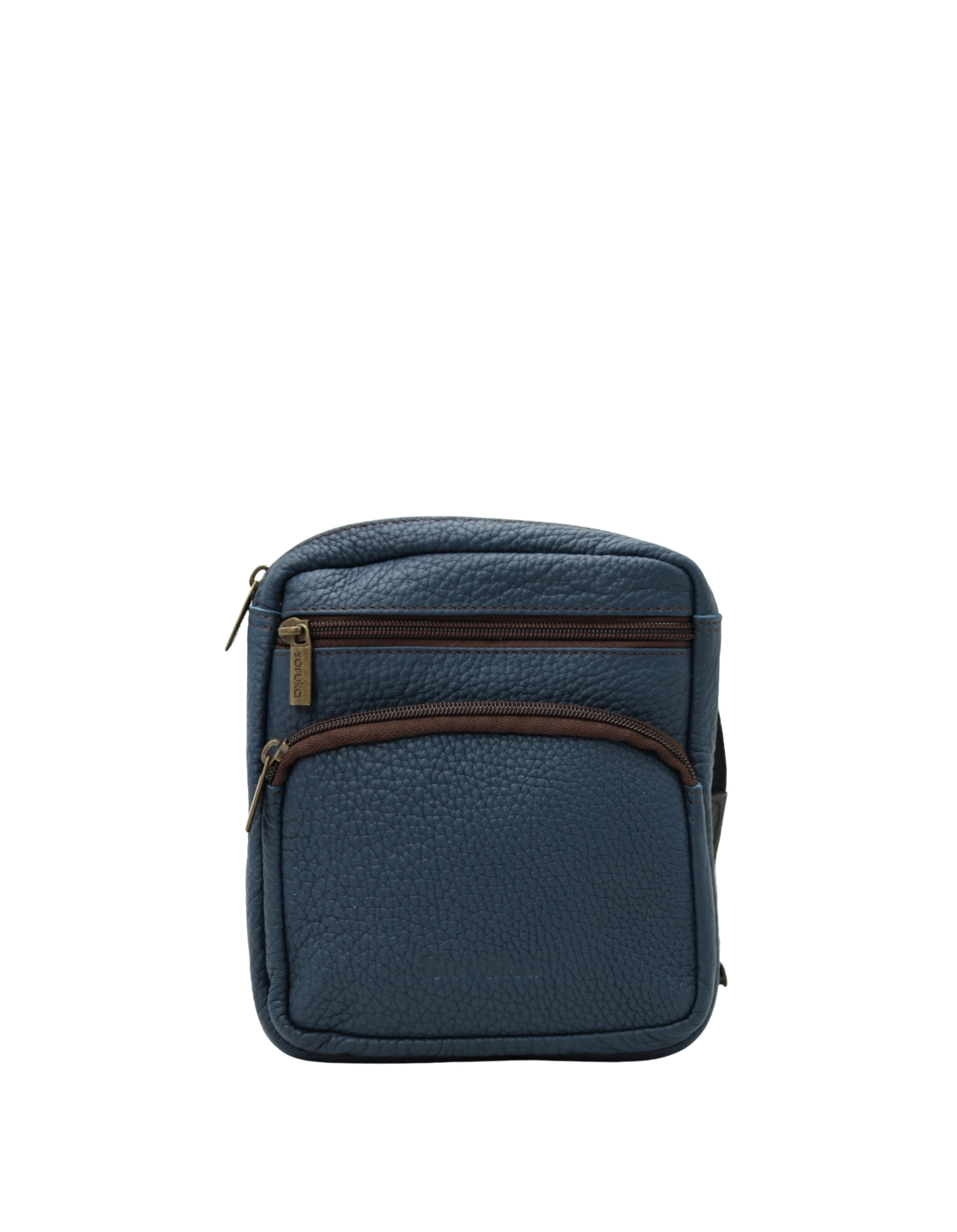 Men’s recycled leather belt bag in Blue tones with animal print and adjustable waist strap