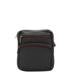 Men’s recycled leather belt bag in Dark Brown tones with animal print and adjustable waist strap