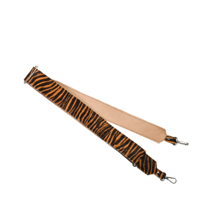 Handmade recycled leather bag strap with animal print and adjustable length