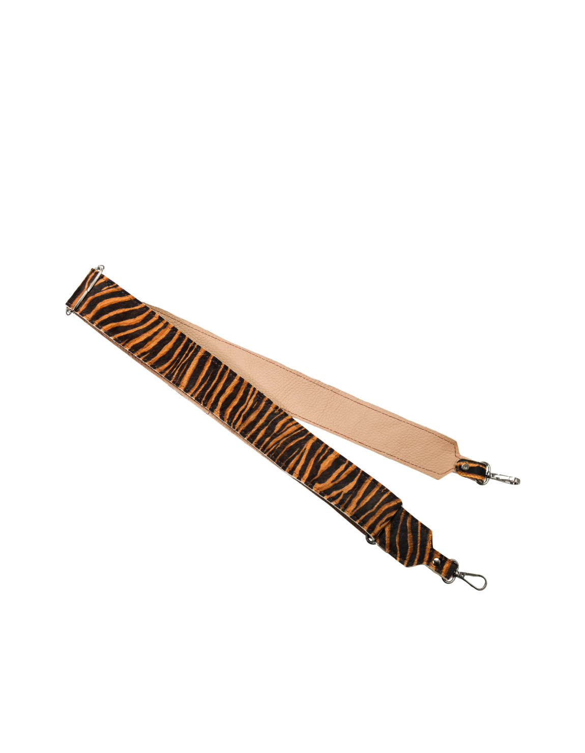 Handmade recycled leather bag strap with animal print and adjustable length