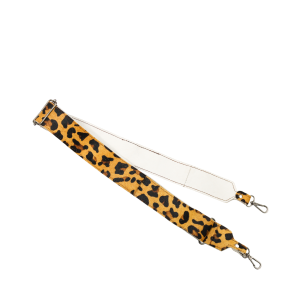 Handmade recycled leather bag strap with animal print and adjustable length