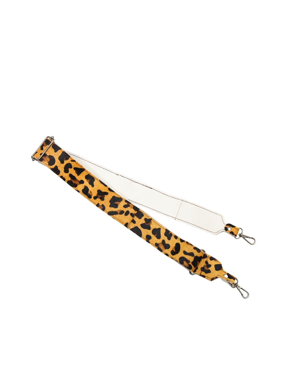 Handmade recycled leather bag strap with animal print and adjustable length