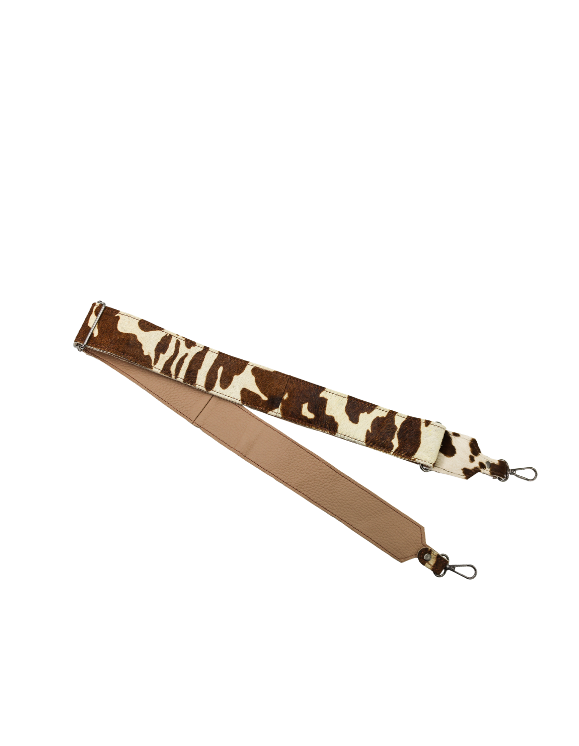 Handmade recycled leather bag strap with animal print and adjustable length