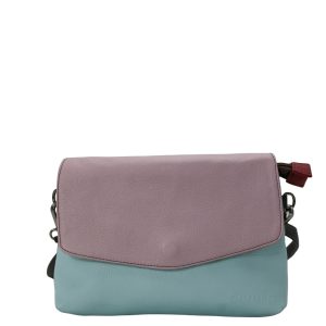 Women’s recycled leather reversible crossbody bag in Light Pink