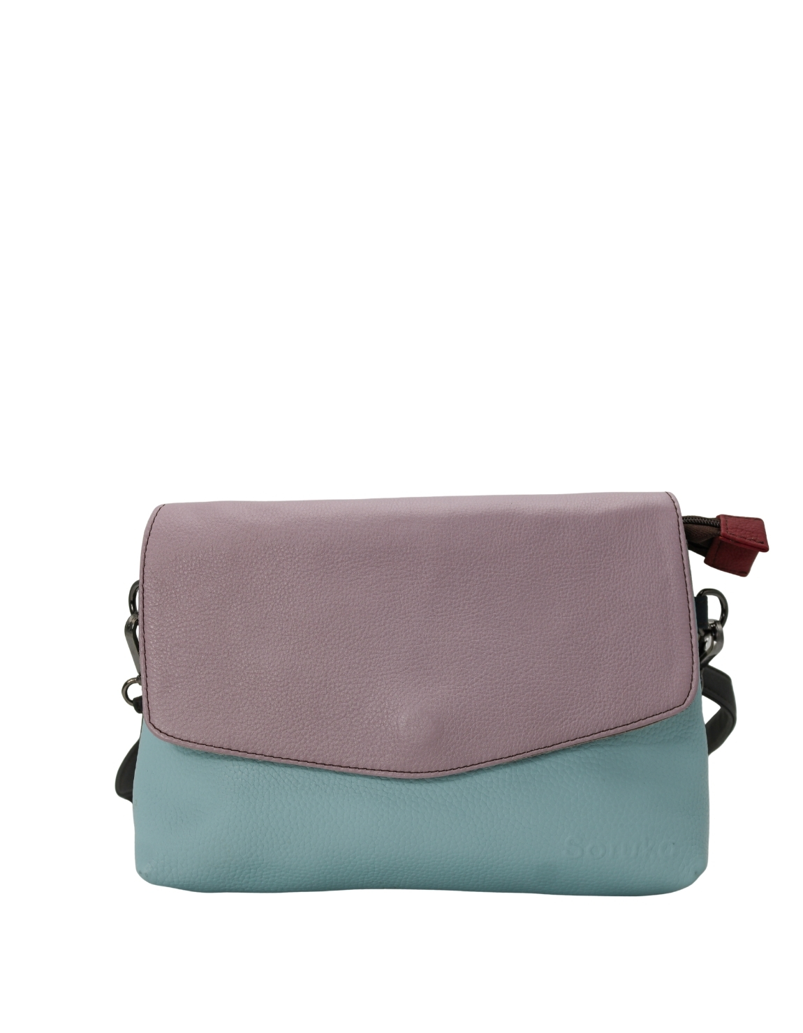 Women’s recycled leather reversible crossbody bag in Light Pink