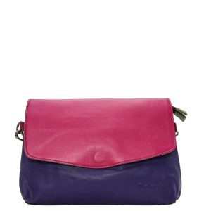 Women’s recycled leather reversible crossbody bag in Pink